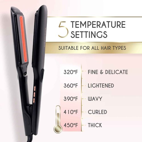 ELLA BELLA® Titanium Flat Iron Hair Straightener (with Infrared) • Professional Straightening Iron • Digital Display to Accurately Control Temperature • As Featured in Good Housekeeping