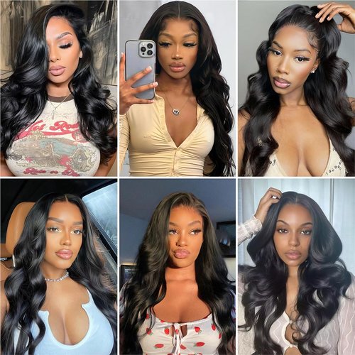 Releek Body Wave Bundles Human Hair 100% Unprocessed Body Weave Raw Hair 10A Brazilian Virgin Hair 4 Bundles (16 16 18 18 Inch) Natural Black Color Hair Extensions For Black Women