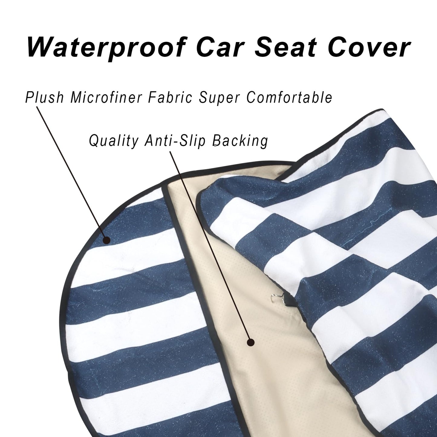 LoyaGour Car Seat Cover Protector Front Seats,for Gym Workout,Running,Swimming,Beach and Hiking,Waterproof Sweat Towel Bucket Seat Covers for Cars SUV Trucks (Blue Stripe, 1Pcs)