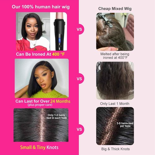 5x5 Wear and Go Glueless Bob Wig Human Hair HD Lace Closure Straight Bob Wig for Beginners 12 Inch Short Bob Glueless Wigs 220% Density Pre Cut Free Part for Women