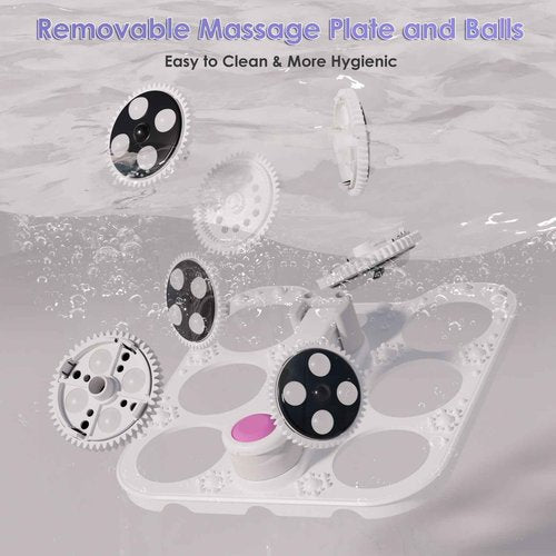 Ranjova Collapsible Foot Spa Electric Rotary Massage, Foot Bath with Heat, Bubble,Temp Control, and 24 Motorized Shiatsu Massage Balls, Pedicure Foot Spa Tub for Stress Relief (Black)