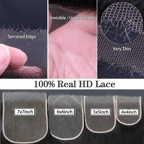 Amesha Hair 6x6 HD Lace Closure Lace Pre-plucked Natural Hairline Straight 0.10mm Ultra-thin Invisible Lace Wig Brazilian Human Hair 14 Inch