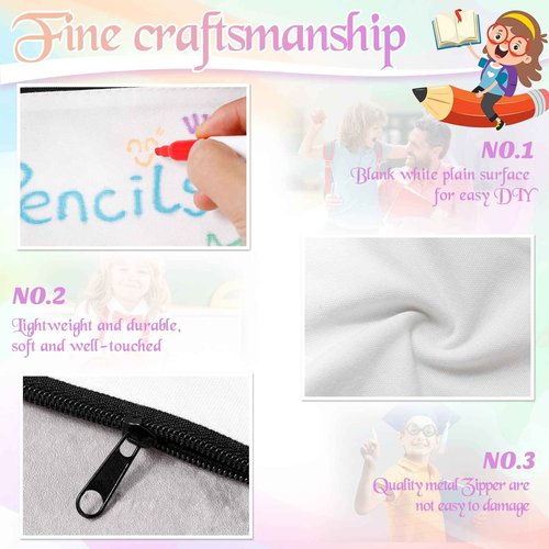 Fainne 100 Pack Canvas Makeup Bags Bulk 7.1 x 4.3 Inch Blank DIY Craft Canvas Pencil Pouch Pencil Case Multi Purpose Travel Toiletry Zipper Pouch Cosmetic Bags for Stationary Storage(Beige)