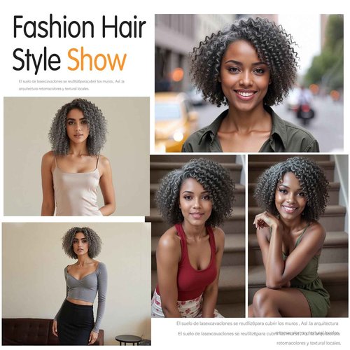 HANASCC Salt and Pepper Wigs for Women Deep Curly Grey Glueless Wigs Human Hair Mixed Kinky Curly Deep Wave Gray human hair Short Wigs for Women 10 Inch