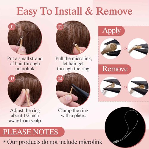 SEGO Pro 50pcs Nano Beads Hair Extensions Straight Nano Beads For Hair Pre-Bonded Seamless Nano Tip Real Human Hair，20Inch Dark Brown,50g