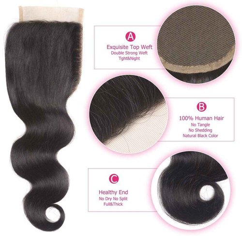 Odir Body Wave Human Hair Bundles with 4X4 Lace Closure 20 22 24 26+18 Inch Unprocessed 10A Brazilian Body Wave Hair 4 Bundles with Clsoure Natural Color