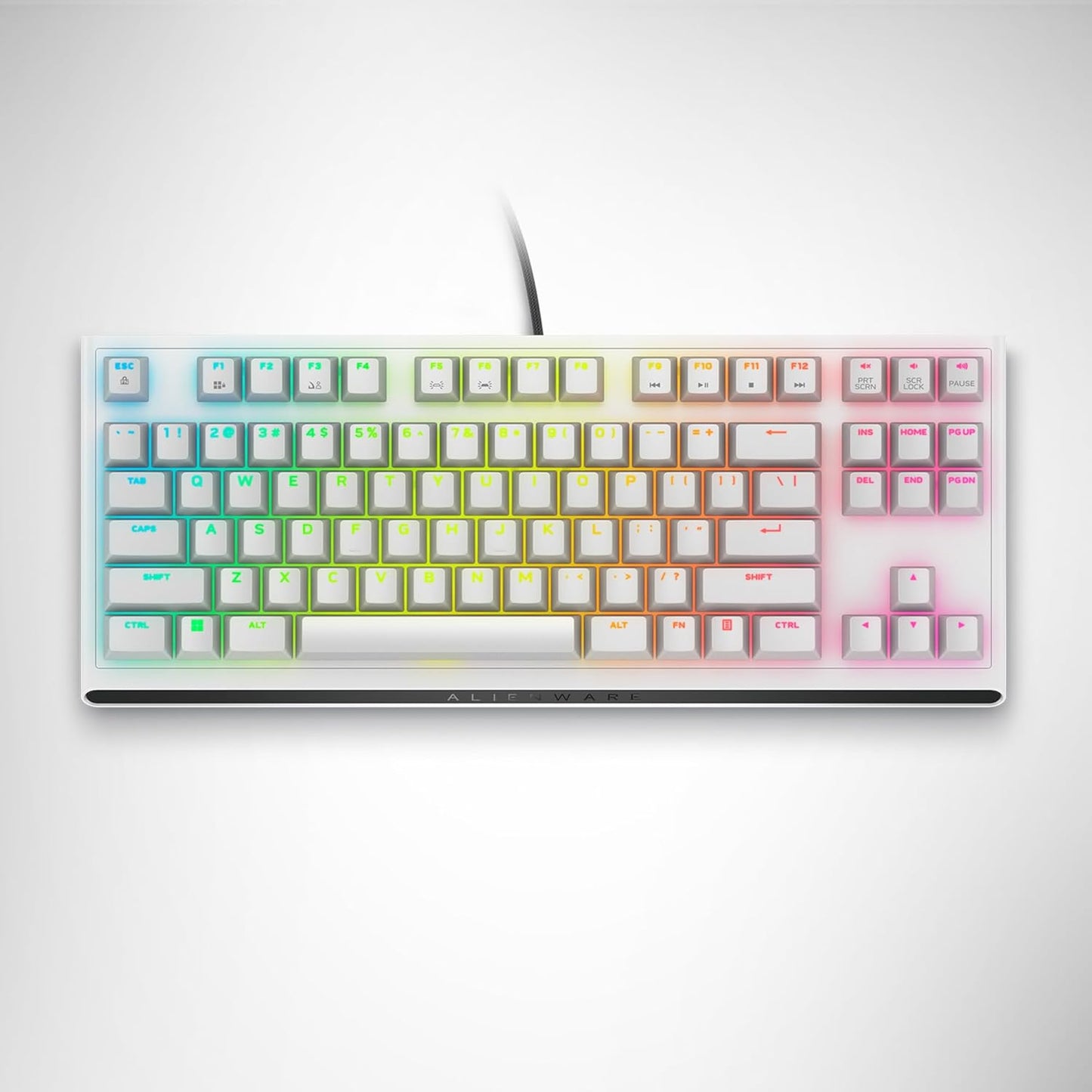 Alienware Low-Profile RGB Gaming Keyboard AW510K, AlienFx Per Key RGB LED Color Backlighting, Media CONTROLS & USB Passthrough, Cherry MX Low Profile Red Switches