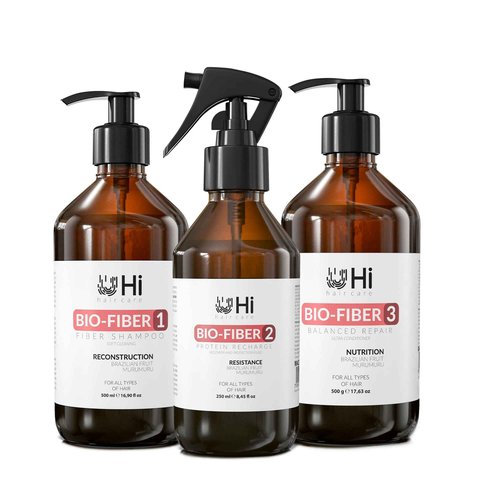 Hi Hair Care - Hair Reconstruction Set - 3 Steps, Repair Treatment, Damage Hair, Protein Recharge, Nutrition, Brazilian Hair Products, Anti Frizz, Vegan - Up to 10 applications