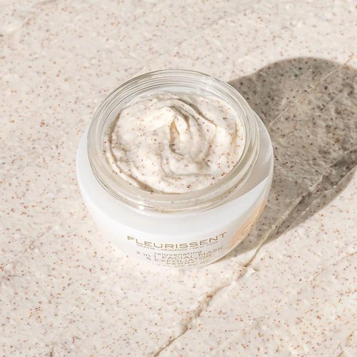 Fleurissent Serenity Elixir Lavender 2-in-1 Facial Mask & Exfoliator – Calming Fusion Florale-6, Organic Roses & Gentle Rice Exfoliation, 98% Natural, 1.7 FL OZ for Healthy-Looking Skin