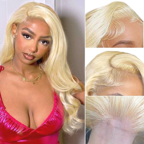 Miss Alle 613 Blonde Lace Front Wigs Human Hair HD Transparent 150% Density 13x4 Body Wave Pre Plucked with Baby Hair 22inch