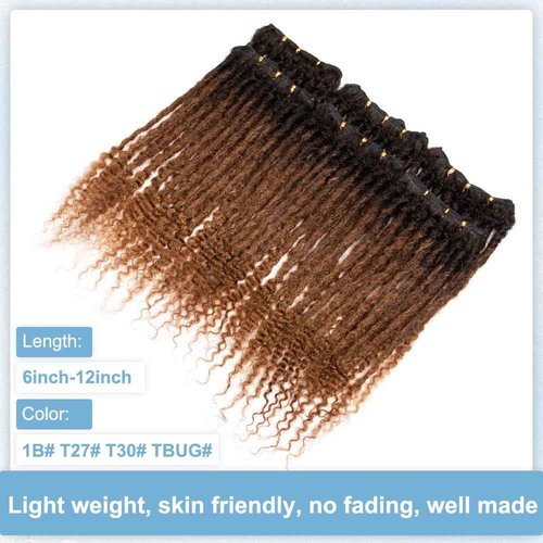 Originea 0.6cm 6-18 Inch 100% Human Hair Dreadlock Extensions Curly Ends Loc Extensions Human Hair For Women/Kids Handmade Permanent Loc Extensions Can Be Dyed Bleached Curled T27# 12 inch 30 Strands
