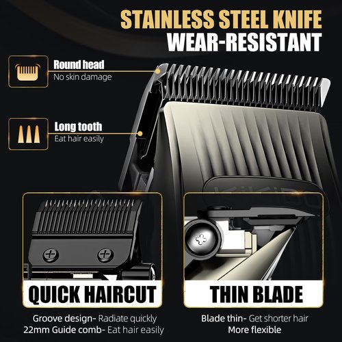 KIKIDO Professional Hair Clippers for Men,USB Rechargeable Hair Trimmer,Men's Grooming Kit for Hair, Face, Beard, for Barbers Shop & Home Use