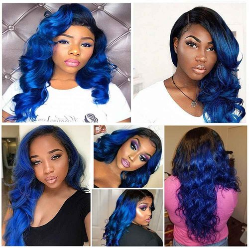 Habiliana Bundles Human Hair 22 24 26 Inch Body Wave T1B Blue Human Hair Bundles 11A Unprocessed Brazilian Virgin Quick Weave Hair Extensions for Black Women