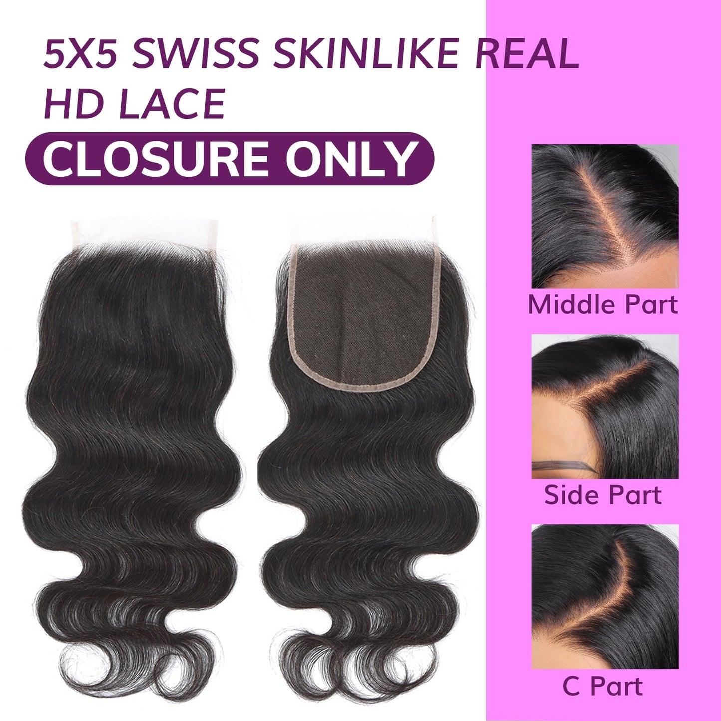 IDN BEAUTY SKINLIKE REAL HD 5x5 Lace Closure Human Hair 14 Inch Body Wave Closure Bleached Single Knots 5x5 Closure Ultra-thin HD Lace Closure Virgin Human Hair 0.1 mm Pre Plucked Hairline Closure