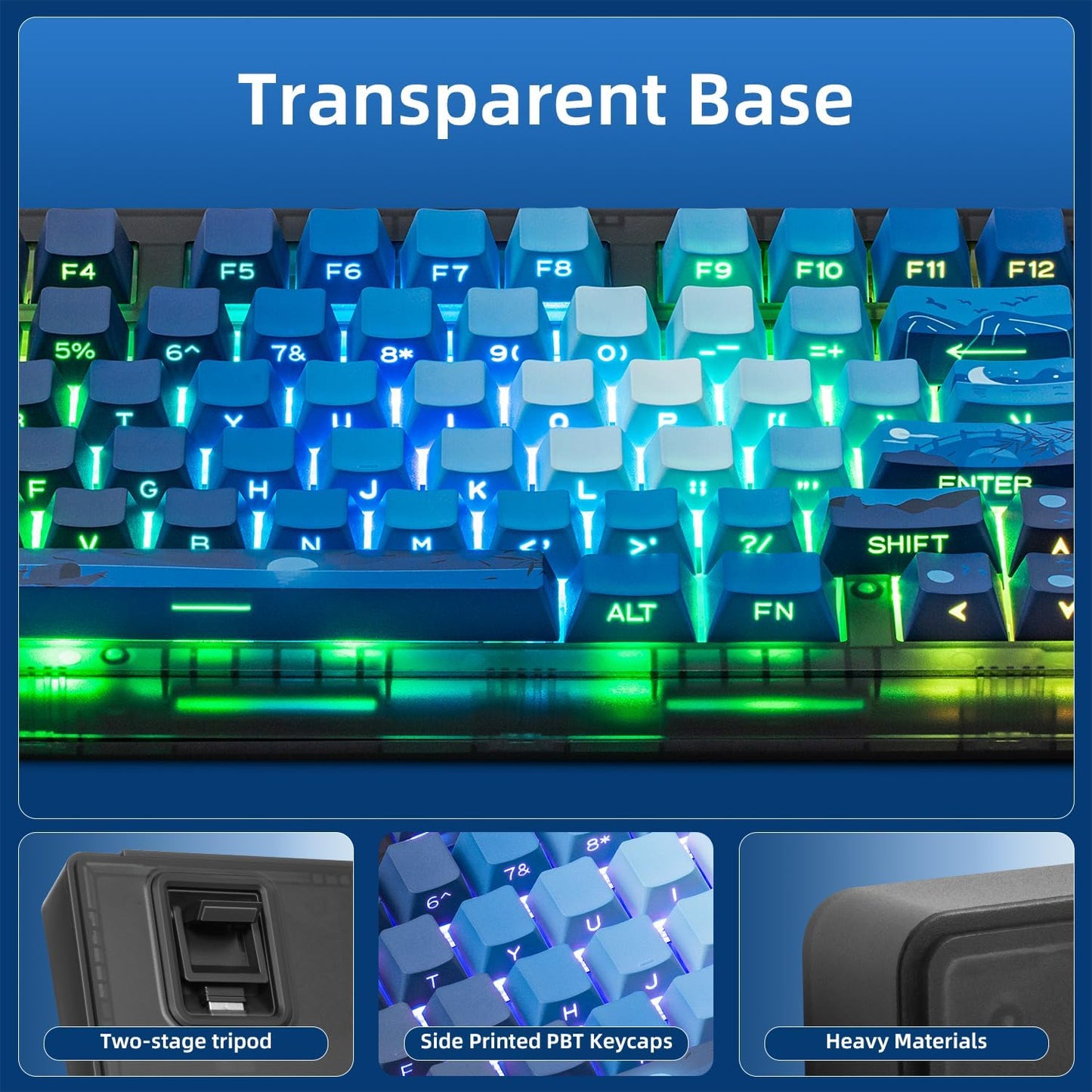 ZORNHER ZH980 Wireless Mechanical Gaming Keyboard,95% Blue Hot-Swappable Custom Creamy Keyboard with Number Pad,Shine Through Dye Sublimation PBT Keycaps,Pre-lubed Linear Switches,RGB Backlit