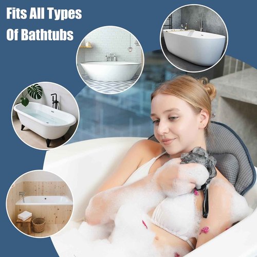 Full Body Bath Pillows for Tub Luxury Bathtub Pillow Cushion for Head,Shoulder,Back&Lumbar Support Thick Tub Pillow for Bathtub for Women Relaxing Soft 5D Air Mesh Mat 12 Non-Slip Power Suction Cups