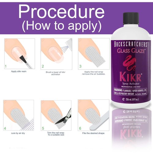 BackScratchers Kikr Spray Activator - Fiberglass Or Silk Wrap Nail Extension Glue - Nail Activator Spray - 8 oz.