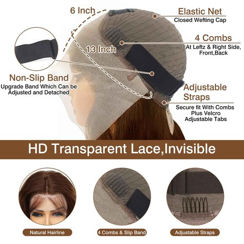 Cypha 28 Inch Chocolate Brown Lace Front Wigs Human Hair Pre Plucked 13x6 Straight Lace Front Wigs Human Hair 180% Density Colored #4 Light Brown Glueless Wig HD Lace Frontal Wigs for Women