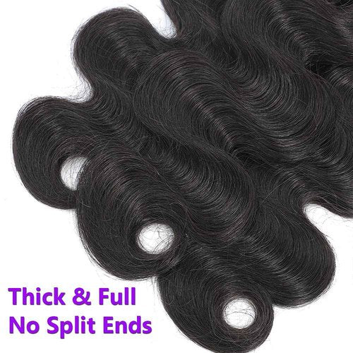 UDesire 12A Body Wave Bundles Human Hair(18 20 22inch) 100% Unprocessed Human Hair 3 Bundles Body Wave Brazilian Hair Bundles Weave Natural Black Color