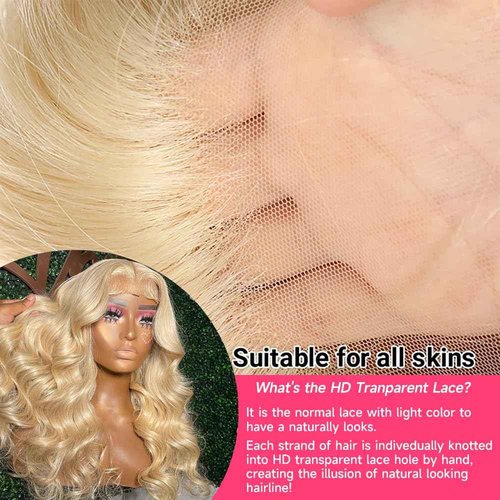 Lotulo 13x6 613 Lace Front Wig Human Hair, 613 Body Wave Lace Front Wig Human Hair, 200% Density Transparent Lace Front Wigs Human Hair Pre Plucked with Baby Hair Natural Hairline (30 Inch)