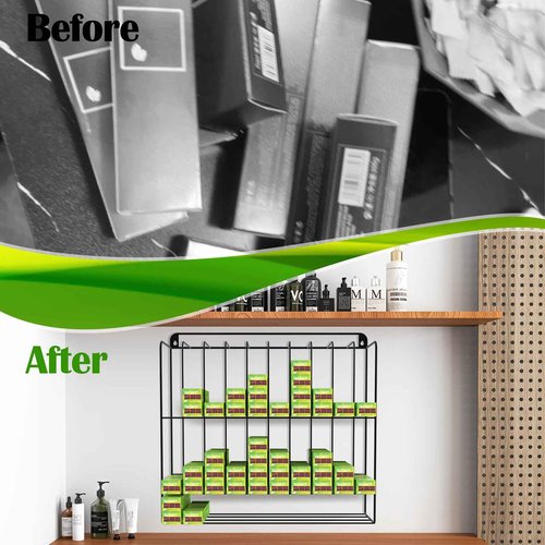 IKARE Hair Color Organizer Rack - Metal Tube Storage, Wall-Mounted Holder with Dye Paste Hanging Space for Salon, Beauty, Home