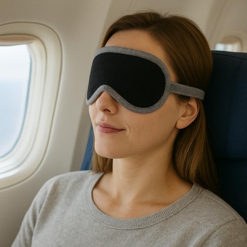 Jet&Bo 100% Pure Cashmere Eye Mask Black & Gray in Gift Box