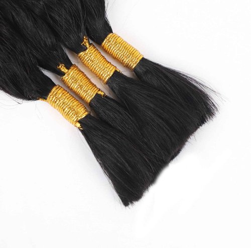 Wet and Wavy Human Braiding Hair No Weft Super Wavy Bulk Human Hair For Boho Braids 100g (1Pack-4PCS) 100% Virgin Human Hair Super French Micro Braiding Bohemian Braids (Super Wavy（#1B), 22 Inch)