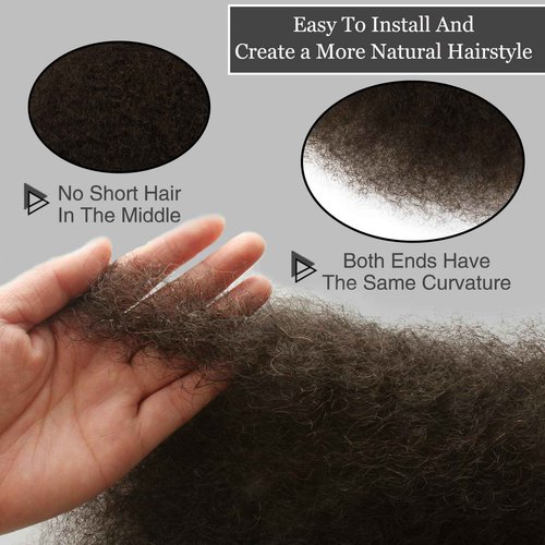 Haftaluv Afro Kinkys Bulk Human Hair 100g 14 Inch Chocolate Brown Afro Kinky Curly Human Hair Bulk for Dreadlock Extensions, Micro Locs, Braiding Twists, Braids and Repair Locs(14 Inch, 4#)