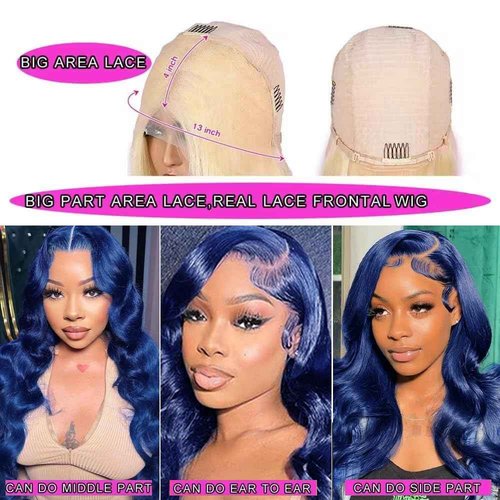 Dark Blue Lace Front Wigs Human Hair Body Wave 26 Inch 13x4 HD Royal Blue Lace Front Wig Human Hair Wear and Go Glueless Wig Pre Plucked With Babyhair Colored Hd Lace Frontal Wigs For Black Women