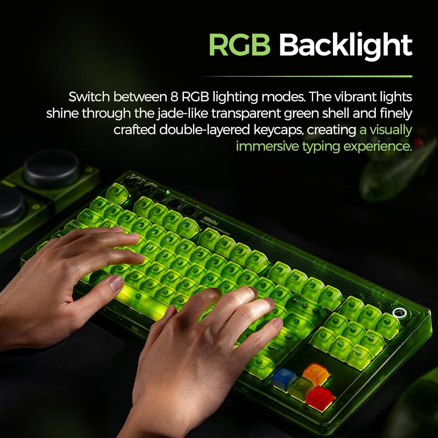 AKNES 8BitDo Retro 108 Mechanical Keyboard, Hot Swappable Gaming Keyboard with 108 Keys, Integrated Numpad, Dual Super Buttons, Bluetooth/2.4G/USB-C for Windows & Android - Fami Edition