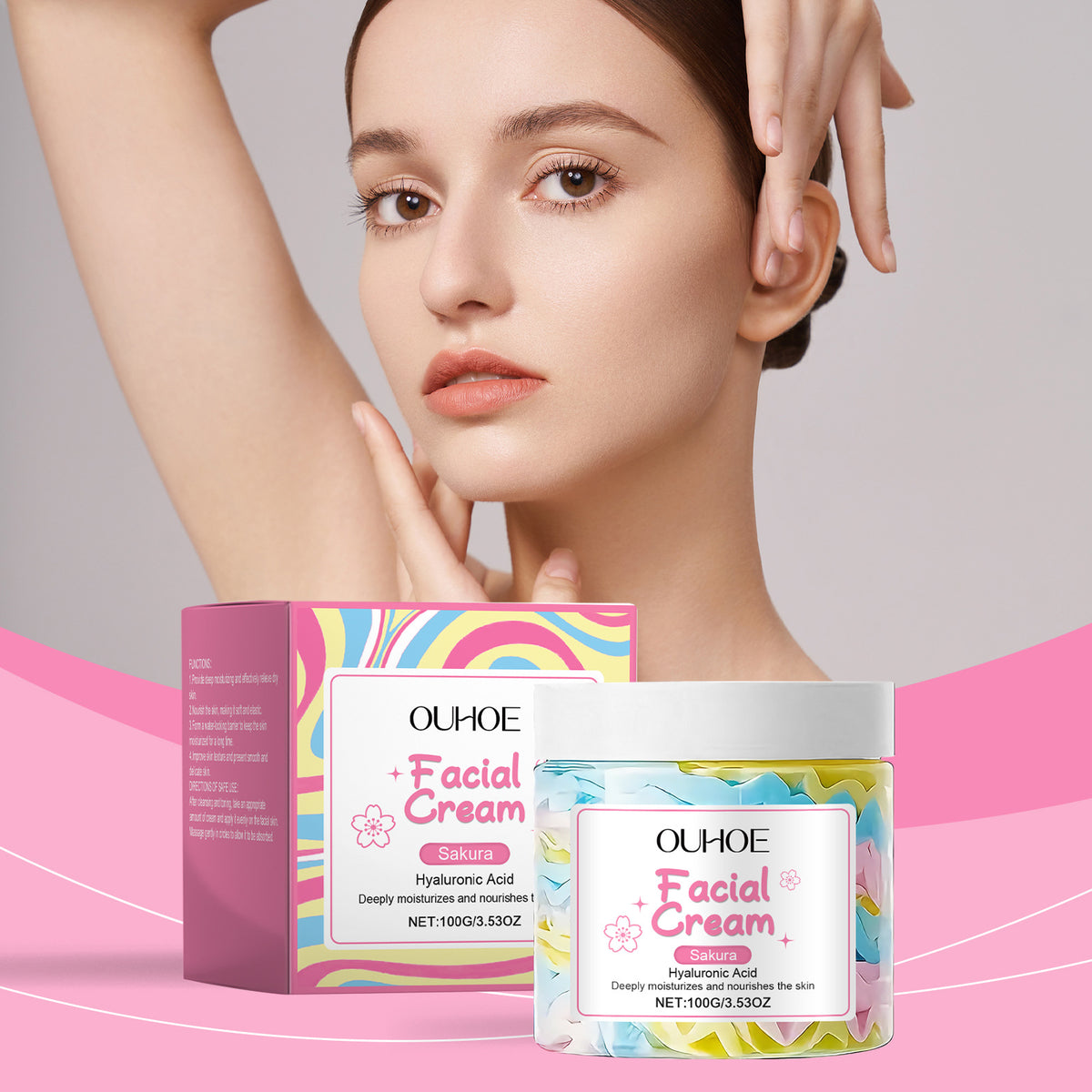 Sakura Nourishing Moisturizing Face Cream - 100g Skin Care for Hydration