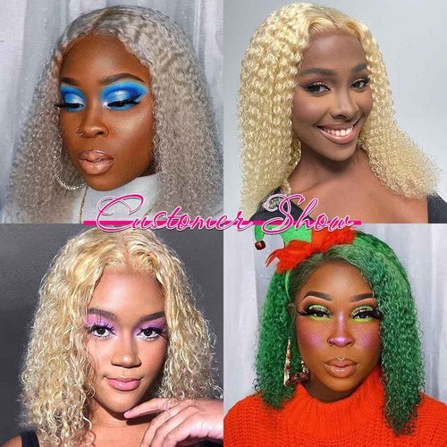 Legendhair Blonde Bob Wig Human Hair 613 13x6 Lace Front Wig Human Hair Short Curly Bob Wigs for Black Woman Glueless Wigs Human Hair 613 Frontal Wigs Pre Plucked With Baby Hair180% Density (16 Inch)