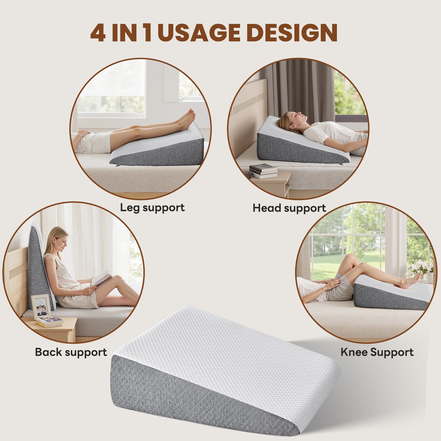 Memory Foam Wedge Pillow - Versatile Support for Comfort
