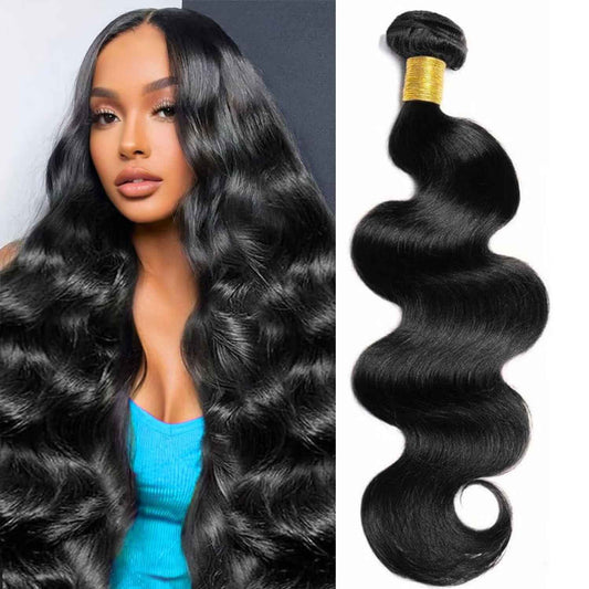 12A Human Hair Bundles 30 Inch Body Wave Bundles Human Hair 100% Unprocessed Brazilian Virgin Weave 1 Bundle for Women Natural Black Real Body Wavy Human Hair Extensions