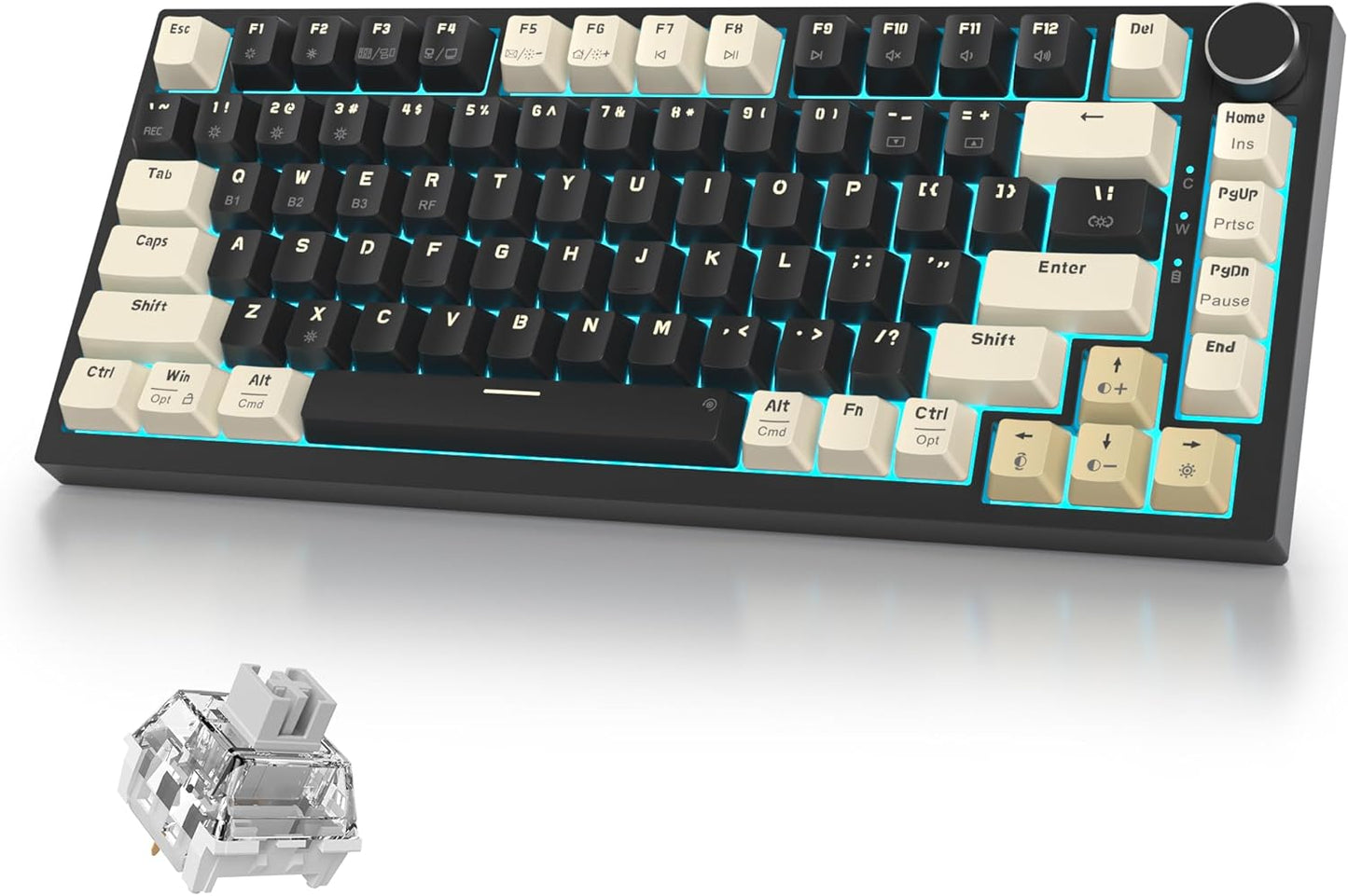 400PRO 75% Wireless Creamy Mechanical Keyboard Pink, Gasket Hot Swappable RGB Gaming Keyboard, Bluetooth/2.4GHz/USB-C Cute Keyboard with Pre-lubed Cream Grey Switches (82 Pink Cyan)