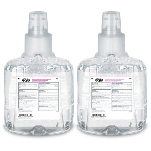 GOJO Antibacterial Foam Handwash, Plum Fragrance, 1200 mL Foam Hand Soap Refill LTX-12 Touch-Free Dispenser (Pack of 2) - 1912-02