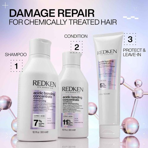 Redken Acidic Bonding Concentrate Pre-Treatment & Shampoo Set For Damaged and All Hair Repair - Repairs Weakened Bonds and Reduces Breakage
