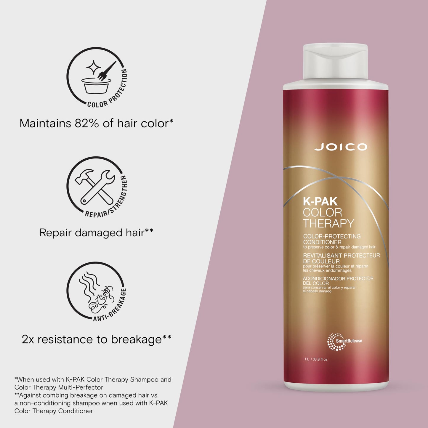 Joico K-PAK Color Therapy Color-Protecting Shampoo and Conditioner | For Color-Treated Hair | Boost Shine | Improve Elasticity | Repair Breakage | Rebuild Damaged Hair | With Keratin & Argan Oil