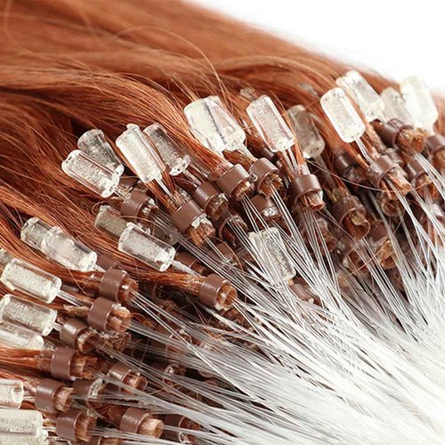 Saisifen Micro Loop Hair Extensions 30# Auburn Straight Human Hair Bulk (50 Strands,1g/Strands) Micro Link Human Hair Extension for Women 20 Inches (50cm)