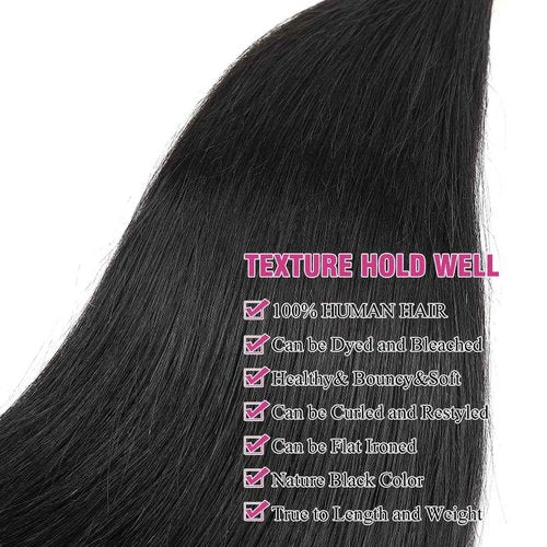 Human Hair Bundles Brazilian Straight Human Hair 3 Bundles 100% Unprocessed Virgin Human Hair Straight Raw Quick Weave 18 20 22inch Deals Natural Black