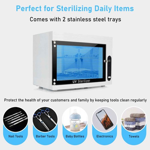 QUTUNI 8L UV Cleaning Cabinet, High Capacity Nail Tool Cleaning Machine with Timer for Bottle Manicure Spa Barber Tool Equipment Cleaning