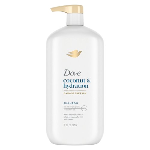 Dove Shampoo Coconut & Hydration Pack of 4 For Dry Hair Shampoo with Oil Blend of Coconut, Jojoba & Sweet Almond 31 oz
