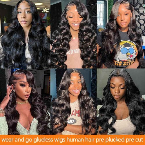 GUART 5x8 Glueless Wigs Human Hair Pre Plucked Pre Cut Body Wave 5x8 Hd Lace Closure Human Hair 180% Density Wear And Go Glueless Wigs Pre Cut(26inch)