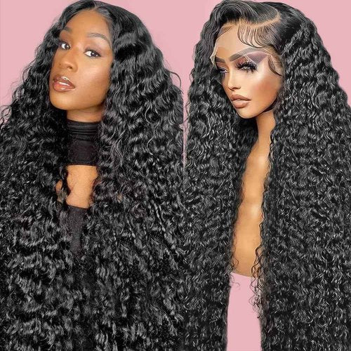 FIONAT 30 Inch Deep Wave Lace Front Wigs Human Hair Pre Plucked 13x6 HD Lace Front Wigs Human Hair 180% Density Deep Curly Wig Frontal Glueless Wigs Human Hair for Women