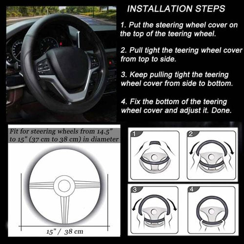 Valleycomfy Microfiber Leather Steering Wheel Covers Universal 15 inch (Brown