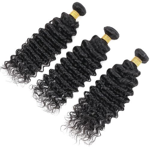 Condescension Brazilian Human Hair Bundles 18 20 22 Inch Deep Wave 3 Bundles Human Hair 100% Unprocessed Remy Brazilian Virgin Weave Hair Natural Black for Women