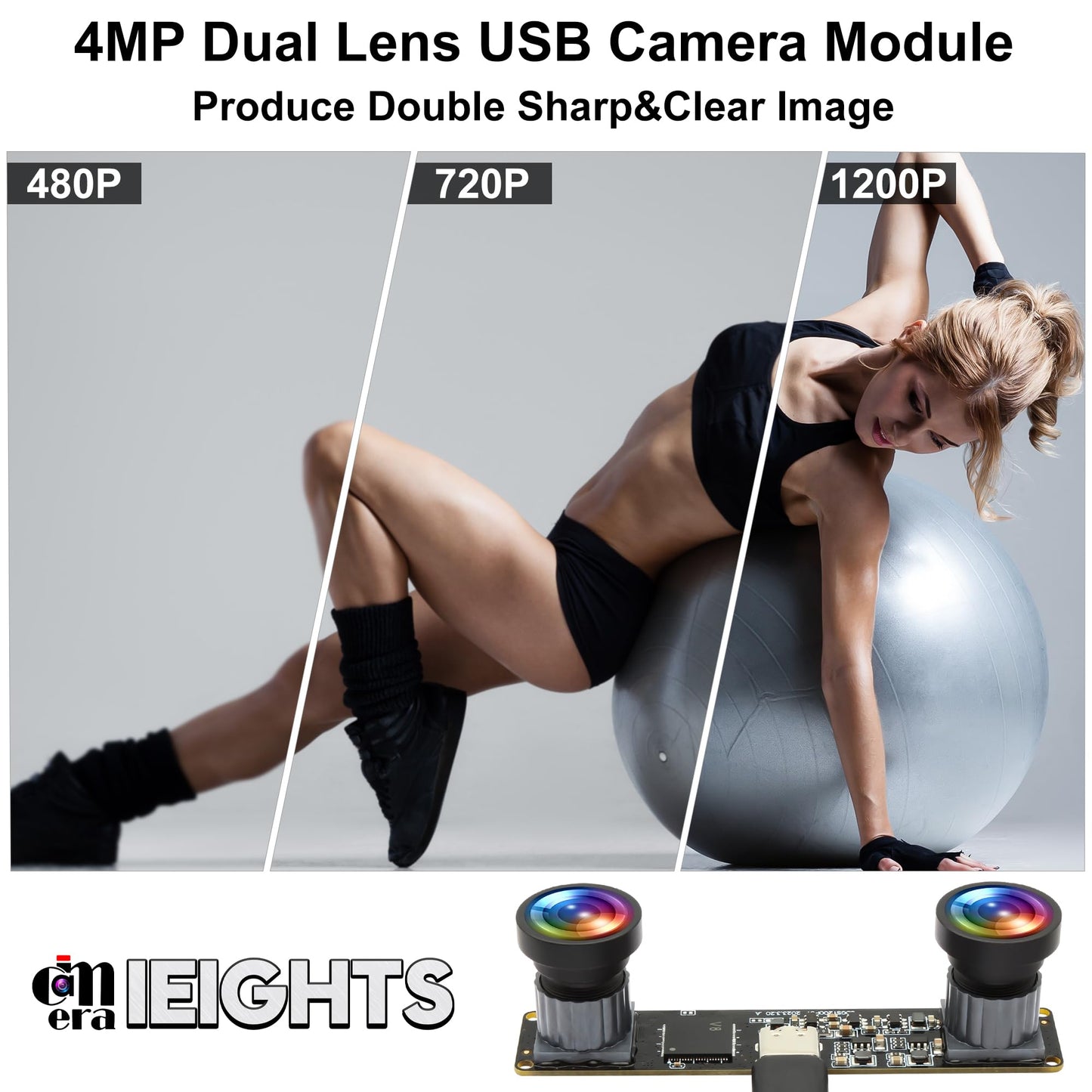 120fps Global Shutter USB Camera Module - Dual Lens 3D Stereo Synchronization Webcam for Computer - High Speed 1200P 60fps Binocular PC M12 UVC USB2.0 VR Wide Angle 100 Industrial