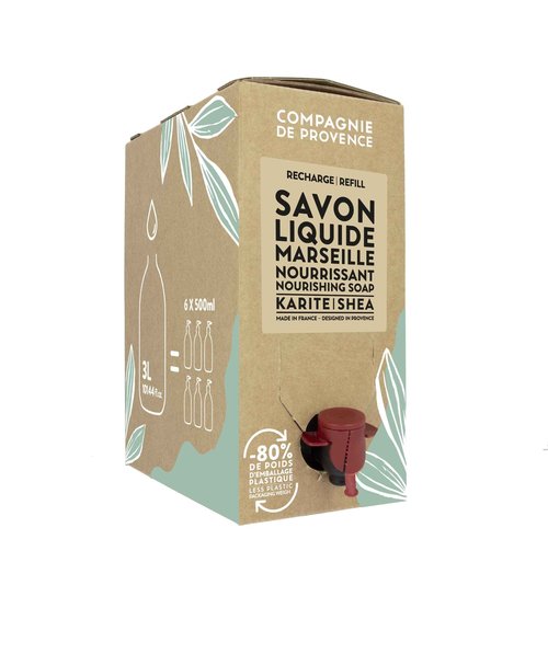 Compagnie de Provence Savon de Marseille Nourishing Liquid Soap, Karite (Shea Butter), 101.4 Fl Oz Eco Refill