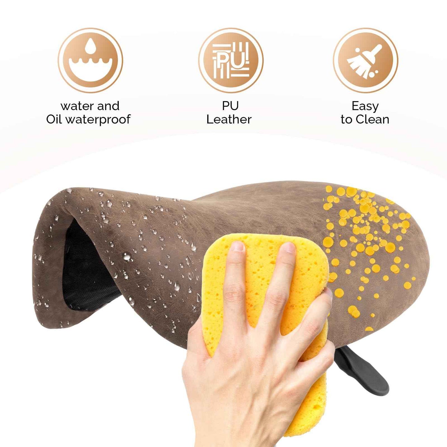 OmySalon Saddle Stool Rolling Chair, Ergonomic Saddle Chair with Swivel Wheels, Adjustable Hydraulic Stylist Cutting Stool for Salon Tattoo Massage Office Medical, Walnut