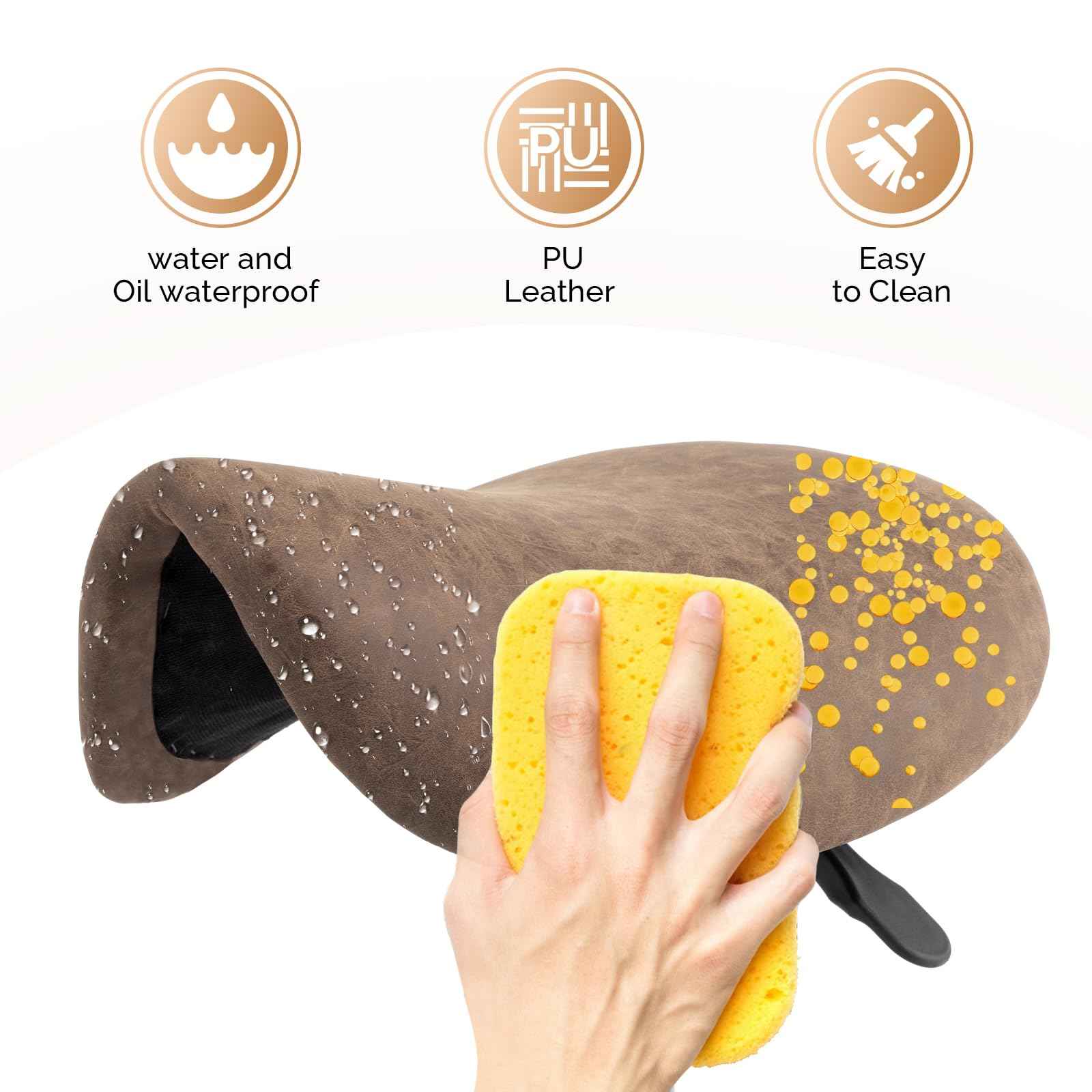 OmySalon Saddle Stool Rolling Chair, Ergonomic Saddle Chair with Swivel Wheels, Adjustable Hydraulic Stylist Cutting Stool for Salon Tattoo Massage Office Medical, Walnut